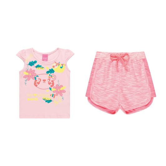 Girls Pattern Top and Neon Shirts Set